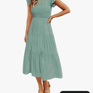 Everyday Tiered Midi Dress in Sage Green